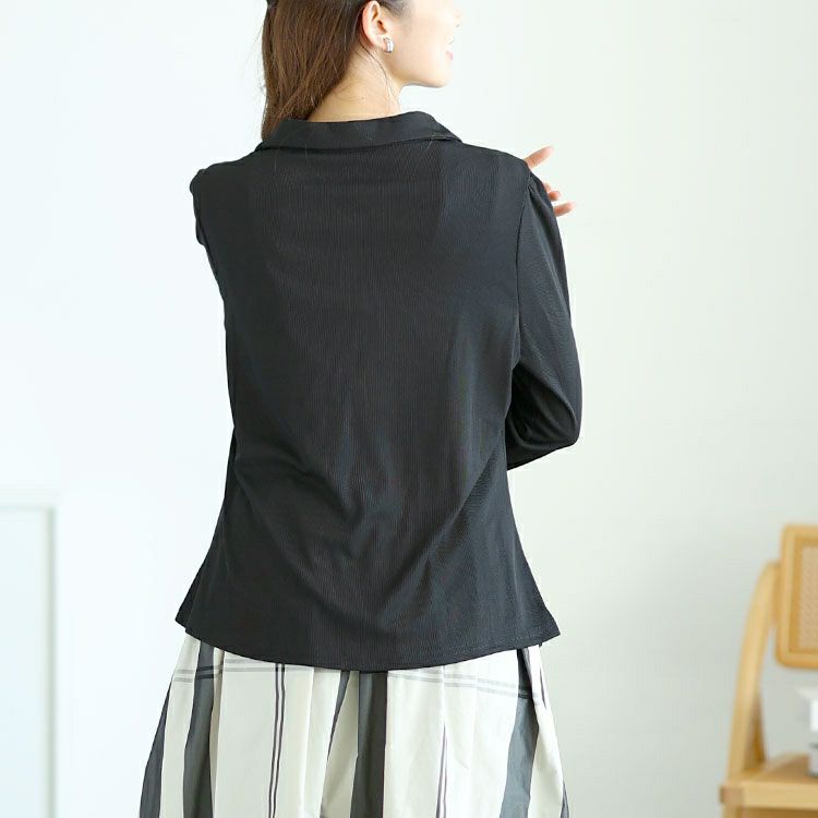 大きいサイズ レディース フェイクボタンスキッパーブラウス　goldy-1582