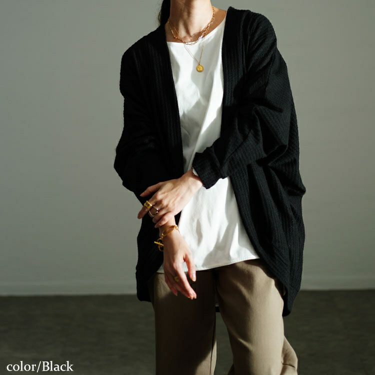 大きいサイズ レディース ワッフルニットドルマンカーディガン　cast-5548011