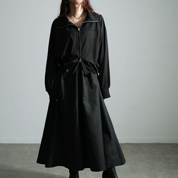 大きいサイズ レディース クロップドブルゾン＆異素材ノースリーブ