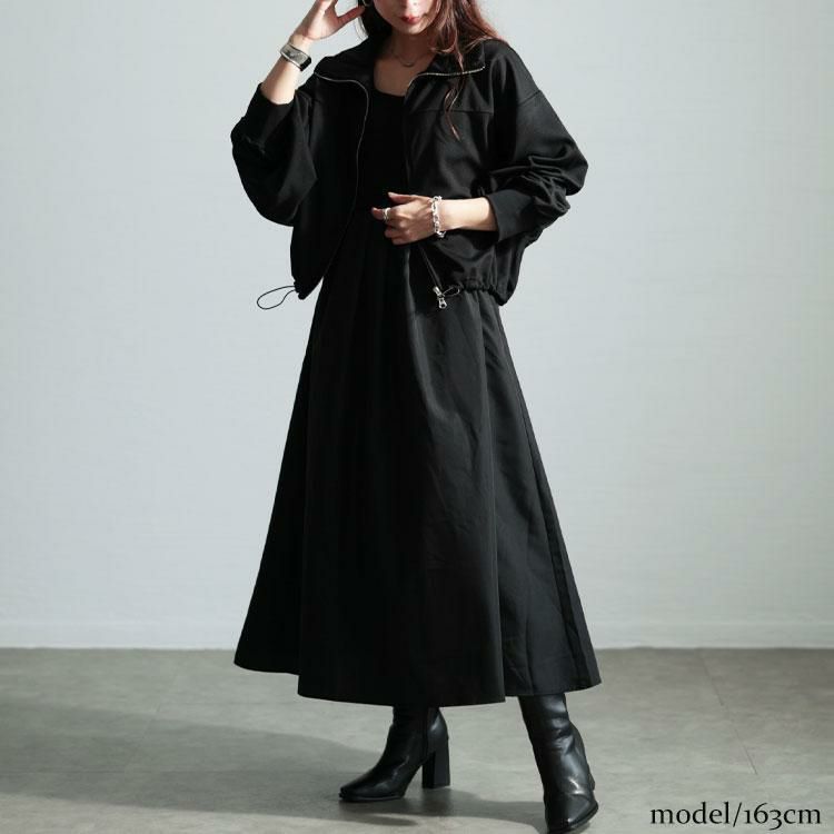 大きいサイズ レディース クロップドブルゾン＆異素材ノースリーブ