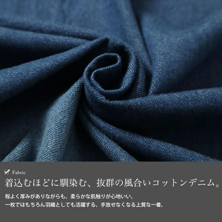 大きいサイズ レディース 裾グラデ長袖コットンデニムシャツ　wd-0399
