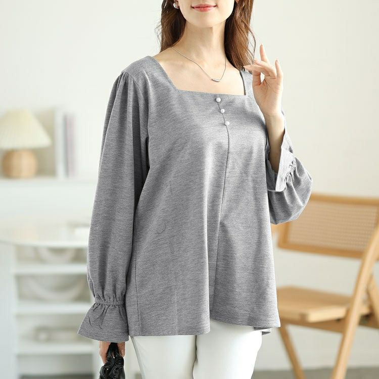 大きいサイズ レディース キャンディースリーブパールボタンカットソー　fem-535