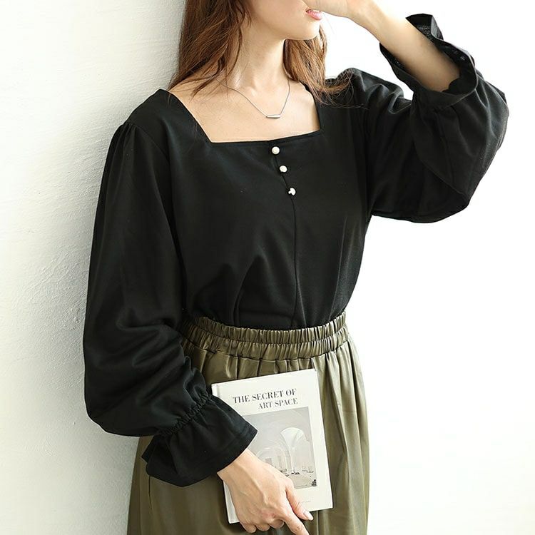 大きいサイズ レディース キャンディースリーブパールボタンカットソー　fem-535