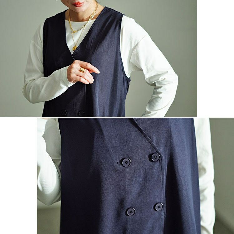 大きいサイズ レディース ドッキングベストノースリーブワンピース　fem-527