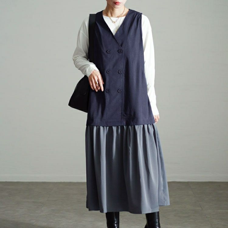 大きいサイズ レディース ドッキングベストノースリーブワンピース　fem-527