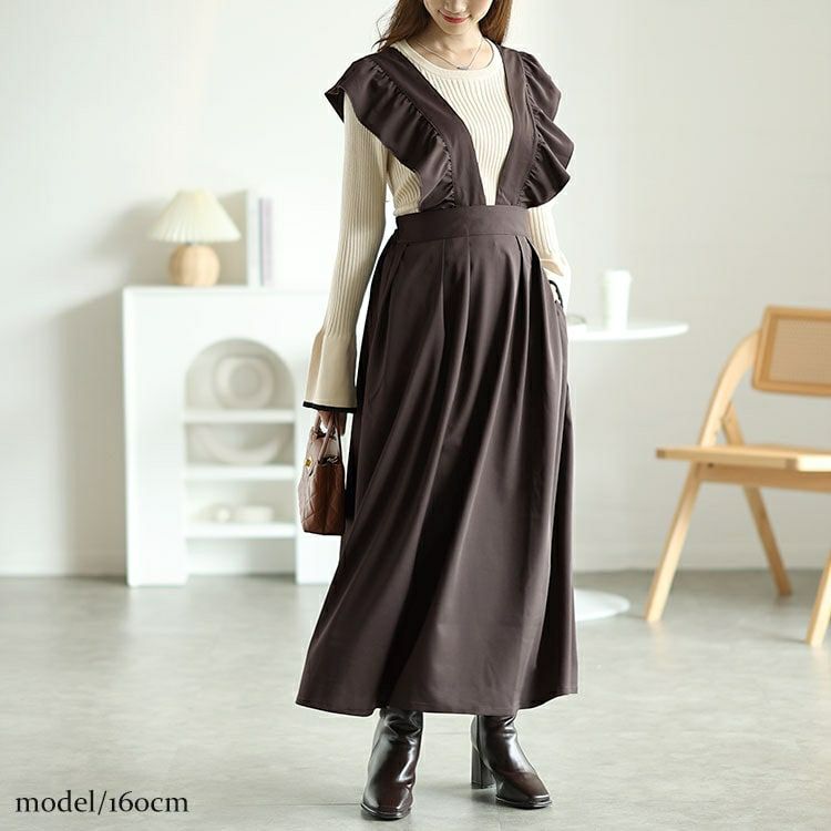 大きいサイズ レディース フリルジャンパースカート　fem-536