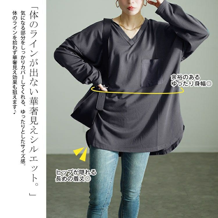 大きいサイズ レディース バックボタン異素材切り替えプルオーバー　fem-530