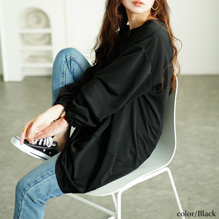 大きいサイズ レディース キーネックコクーン切り替えチュニック　fem-522