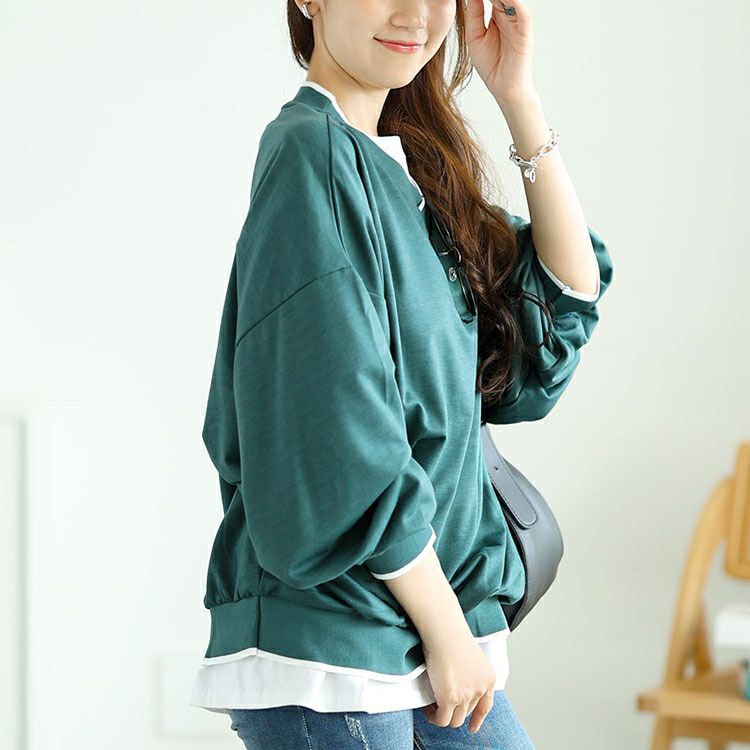 大きいサイズ レディース Vネックロゴプリントスウェット　goldy-1597 【メール便可】