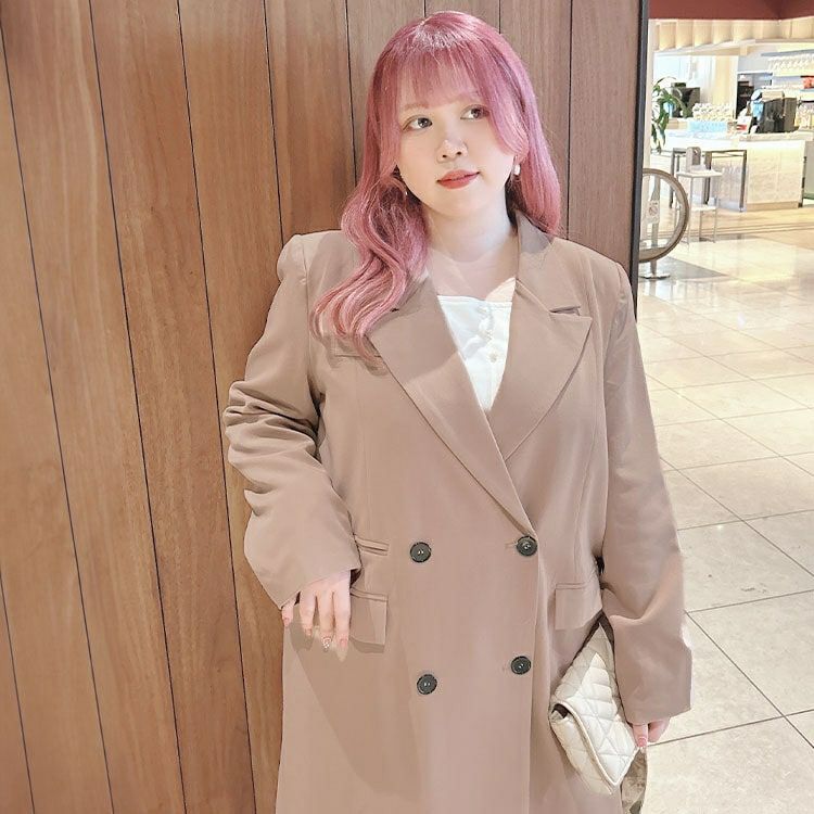 大きいサイズ レディース ロングトレンチコート　goldy-1589