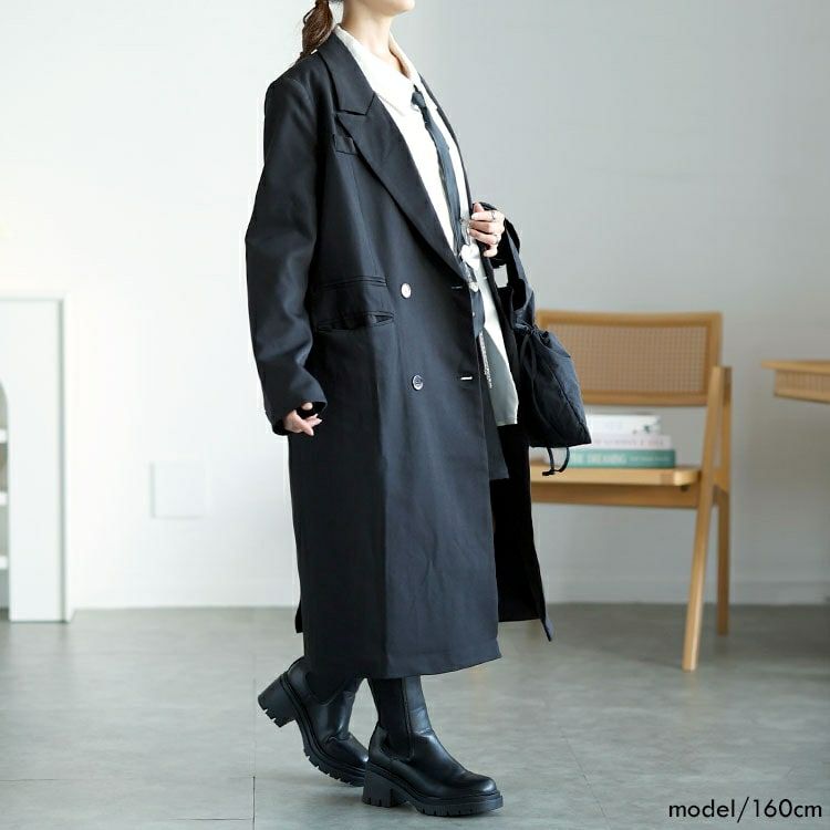 大きいサイズ レディース ロングトレンチコート　goldy-1589