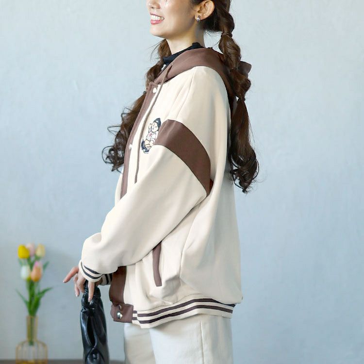 大きいサイズ レディース クマワッペン付きダンボールパーカー goldy