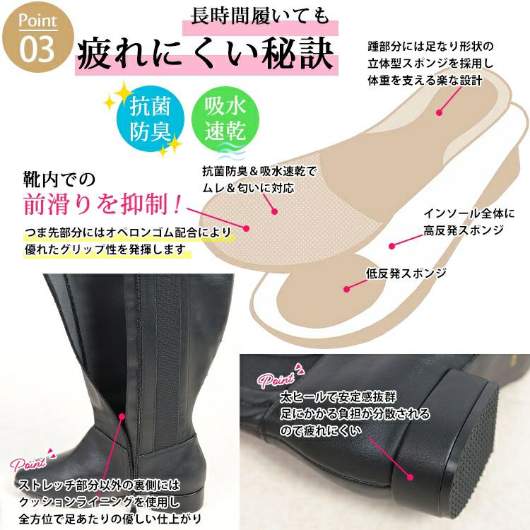 大きいサイズ レディース 2.5cmヒールロングブーツ　lama-5311