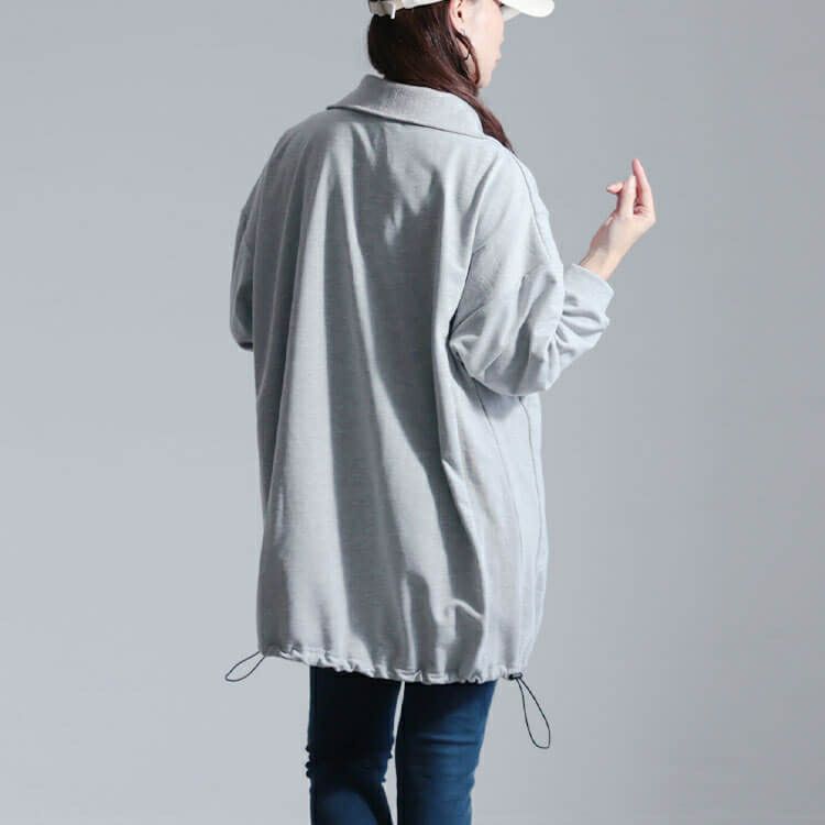 大きいサイズ レディース リブ切り替えハーフジッププルオーバー　bai-0161