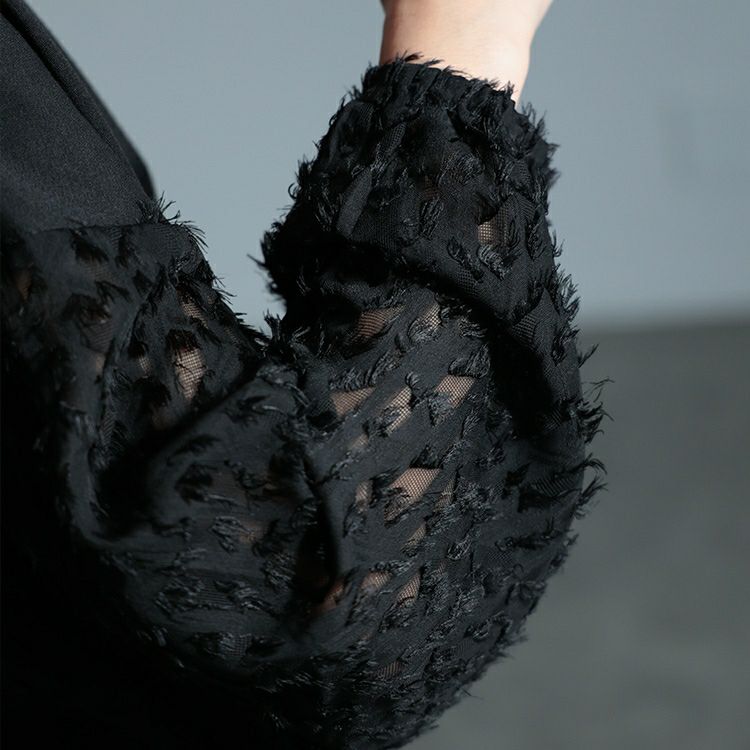 大きいサイズ レディース シアーフェザー袖切り替えチュニック bai