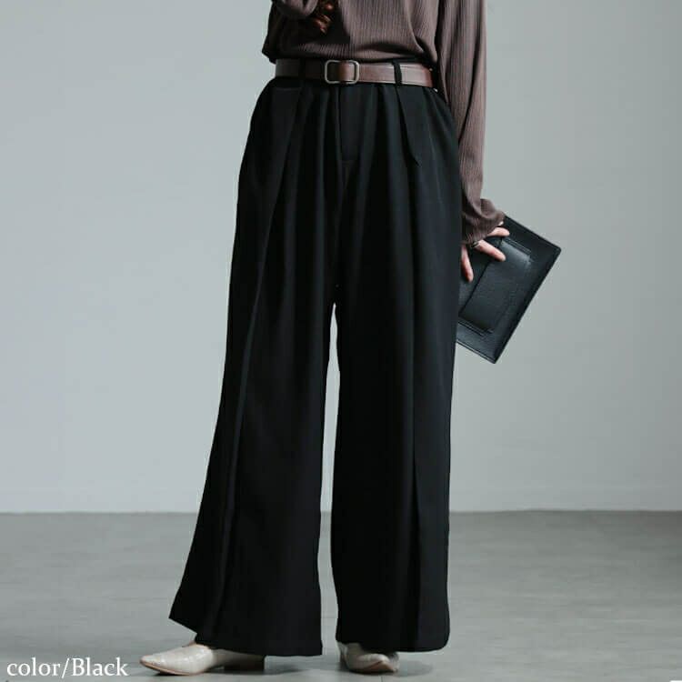 大きいサイズ レディース フロントタックワイドパンツ　sw-0661