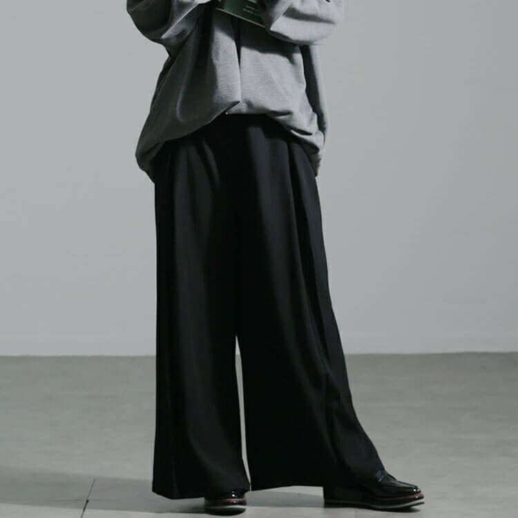 大きいサイズ レディース フロントタックワイドパンツ　sw-0661