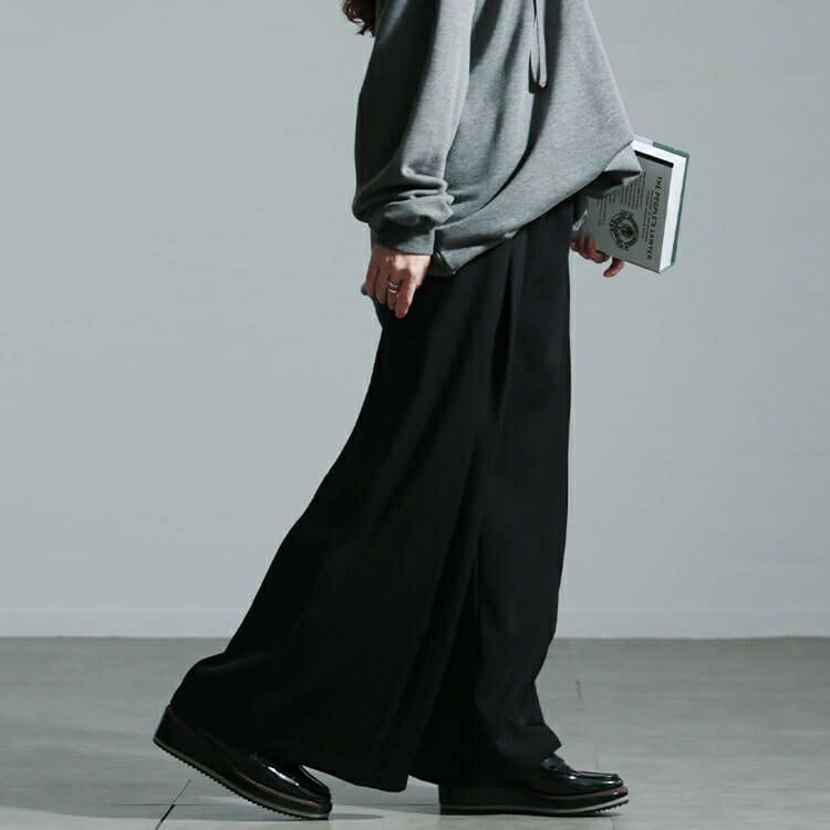 大きいサイズ レディース フロントタックワイドパンツ　sw-0661