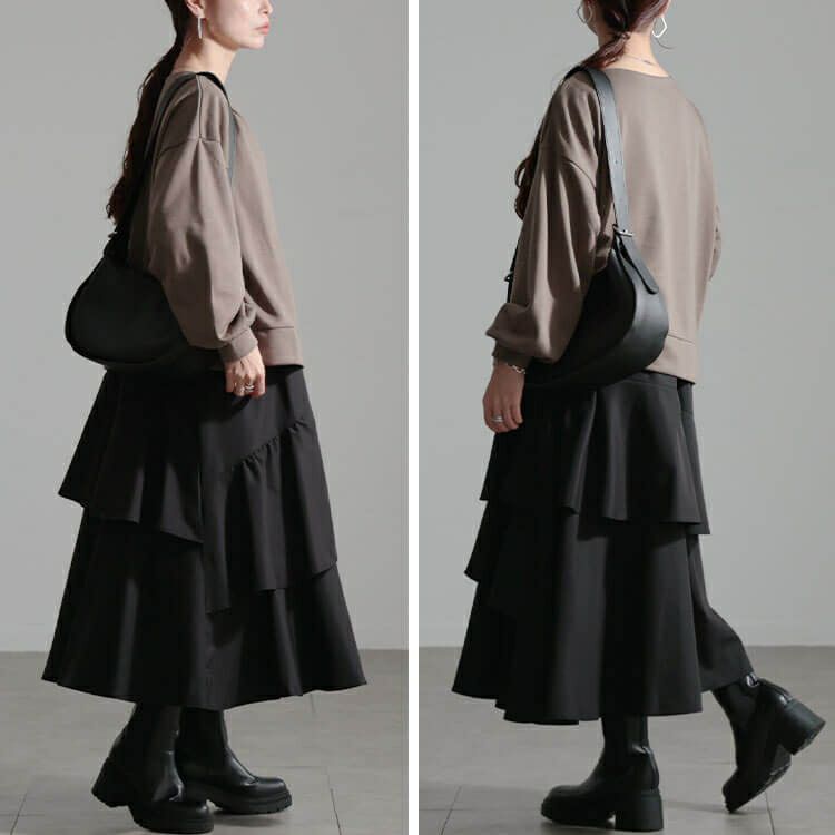 大きいサイズ レディース アシンメトリーフリルドッキングワンピース　sw-0650