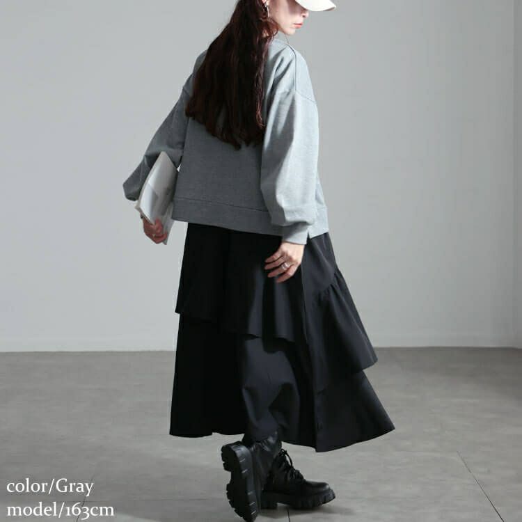 大きいサイズ レディース アシンメトリーフリルドッキングワンピース　sw-0650