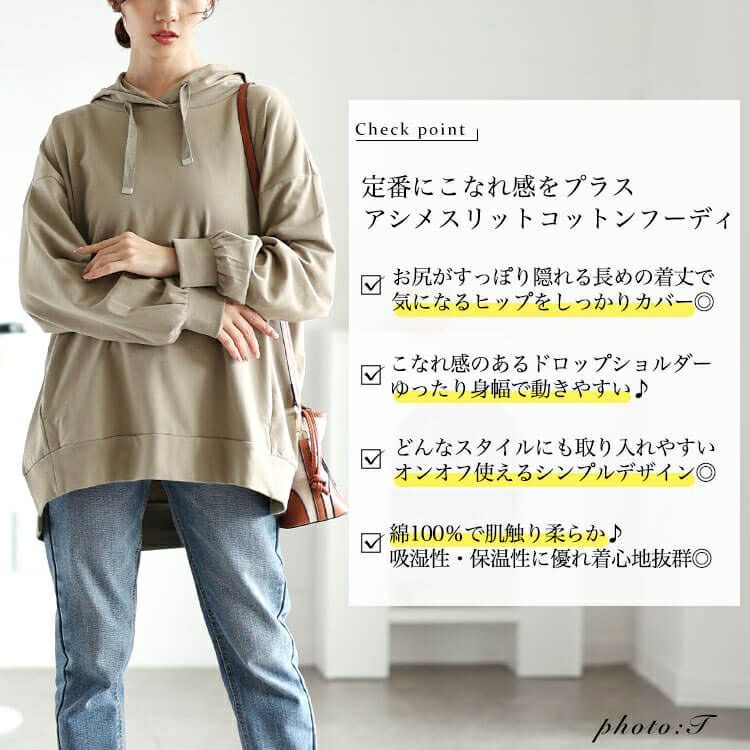大きいサイズ レディース スリット入りスウェットフーディー　wk-0495
