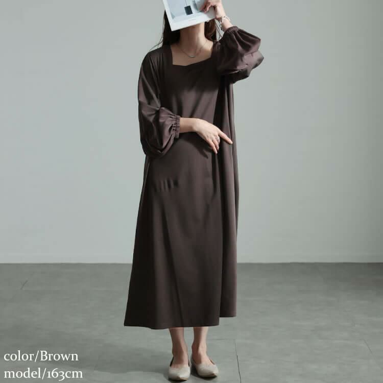 大きいサイズ レディース ヴィラーゴスリーブワンピース　fem-531 ブラウン