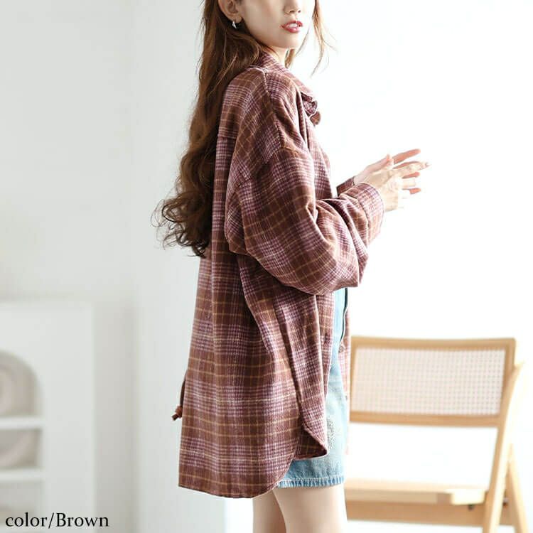 イベントセール】 大きいサイズ レディース チェック柄ネルシャツ fem