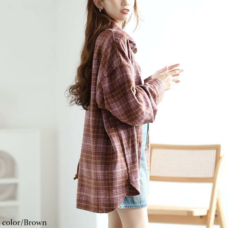 イベントセール】 大きいサイズ レディース チェック柄ネルシャツ fem