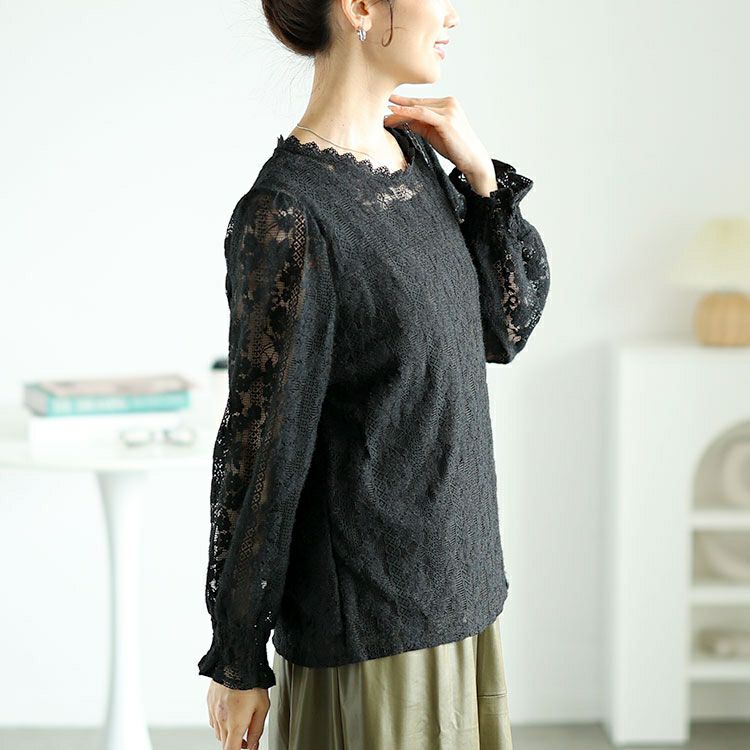 大きいサイズ レディース キャンディースリーブ総レーストップス　goldy-1607 【メール便可】