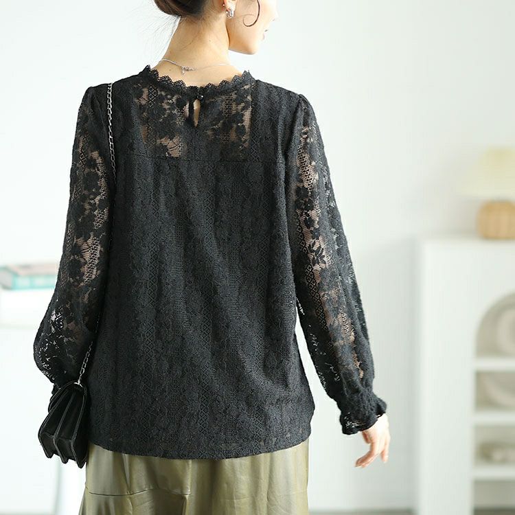 大きいサイズ レディース キャンディースリーブ総レーストップス　goldy-1607 【メール便可】