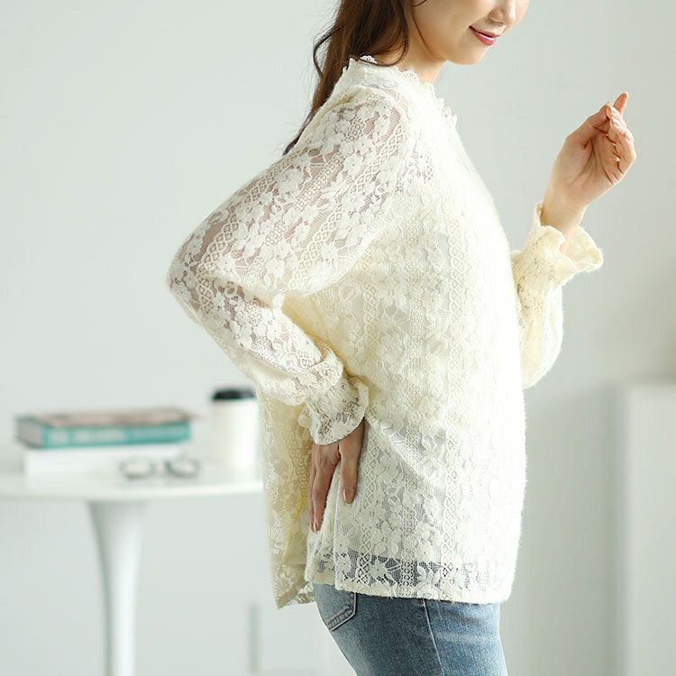 大きいサイズ レディース キャンディースリーブ総レーストップス　goldy-1607 【メール便可】