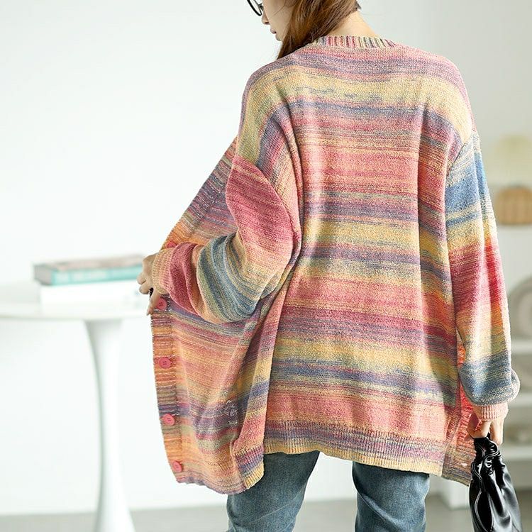 大きいサイズ レディース グラデーションVネックカーディガン goldy