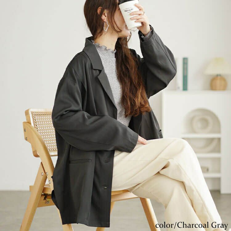 大きいサイズ レディース オーバーサイズテーラードジャケット　fem-534