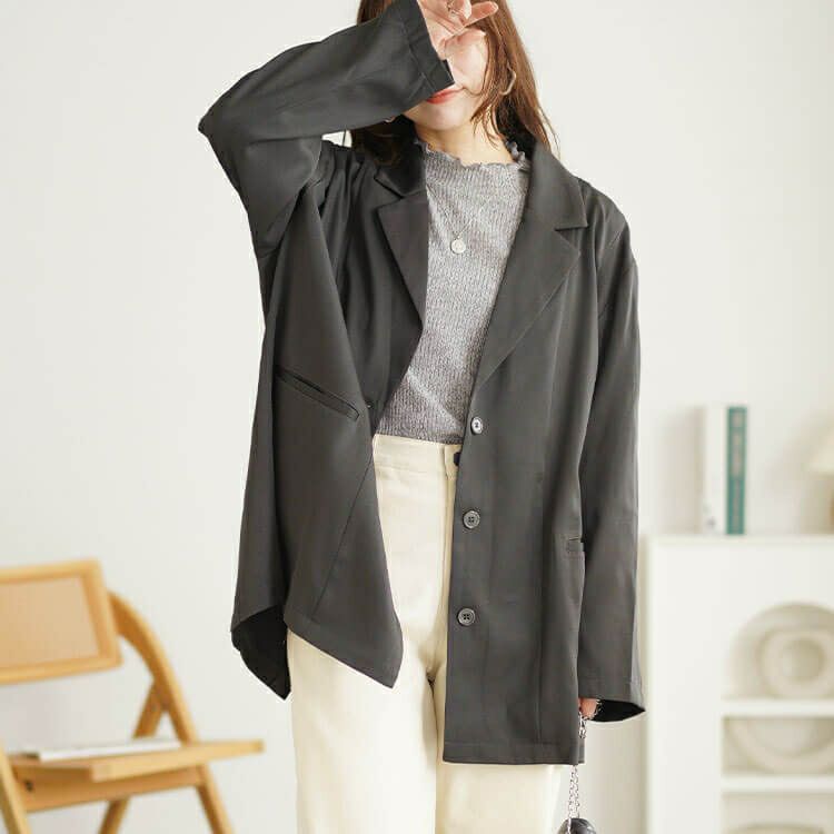 大きいサイズ レディース オーバーサイズテーラードジャケット fem-534