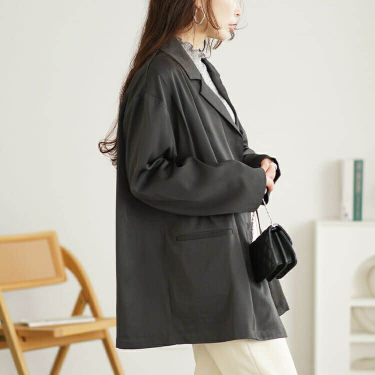 大きいサイズ レディース オーバーサイズテーラードジャケット　fem-534