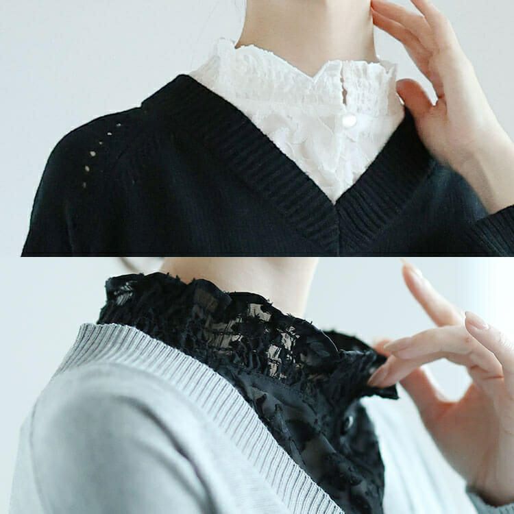 大きいサイズ レディース 花柄シアーシャーリング付け襟　cpdai-640644 【メール便可】