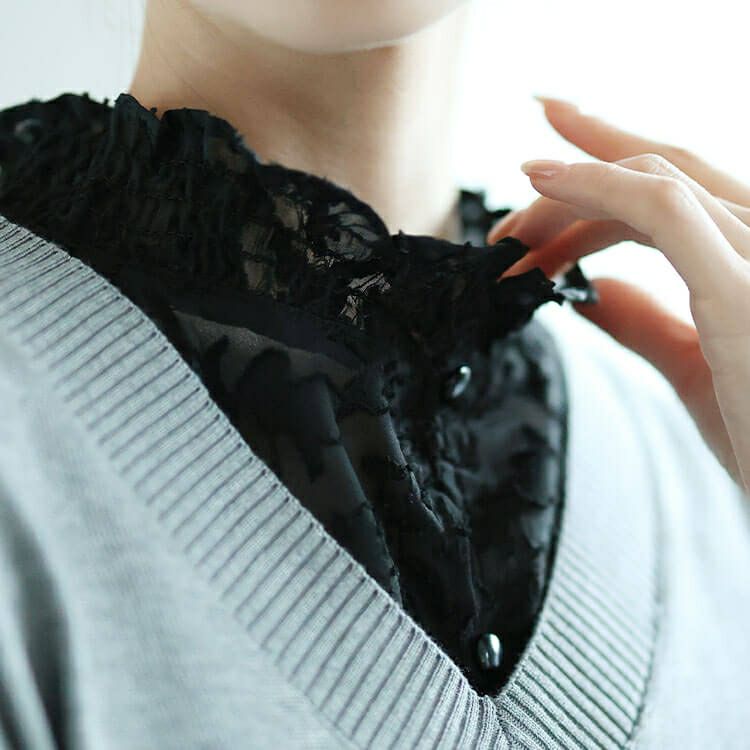 大きいサイズ レディース 花柄シアーシャーリング付け襟　cpdai-640644 【メール便可】