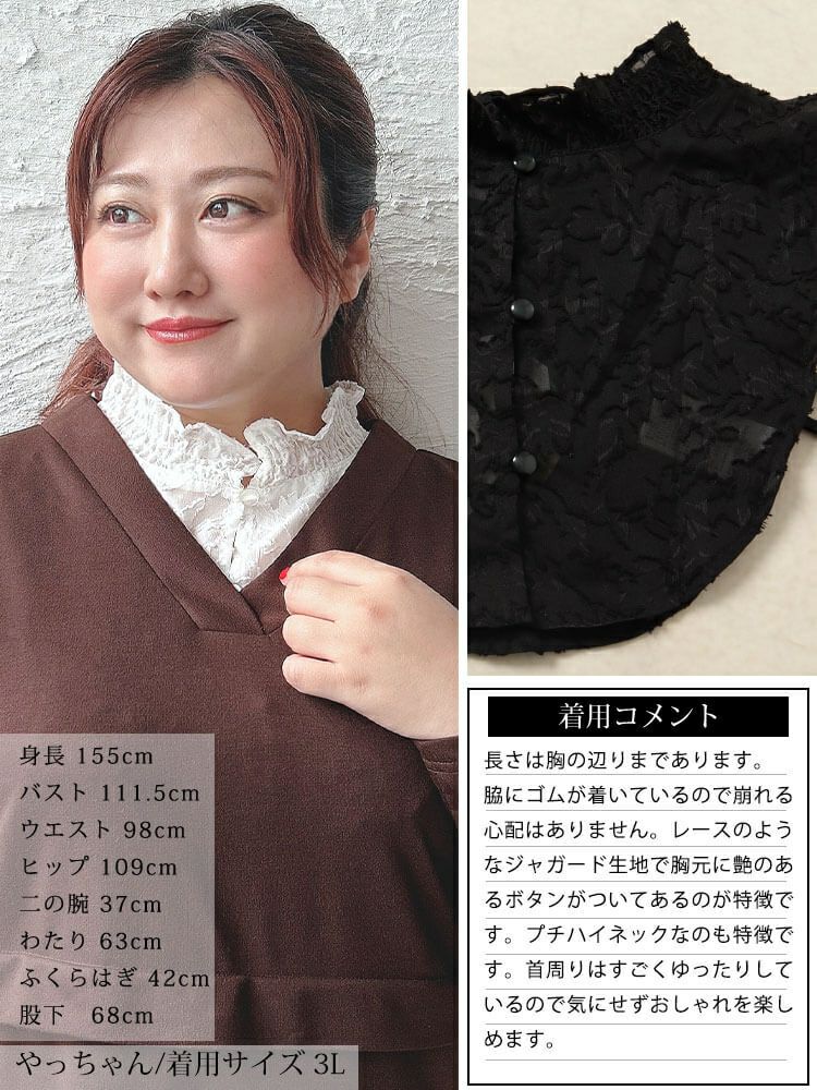 大きいサイズ レディース 花柄シアーシャーリング付け襟　cpdai-640644 【メール便可】