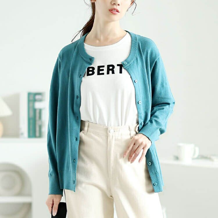 大きいサイズ レディース 洗えるクルーネックカーディガン　cpdai-640575