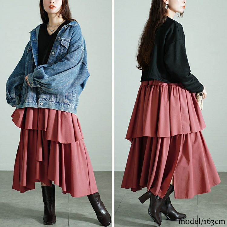 大きいサイズ レディース アシメティアードドッキングワンピース　nw-24033