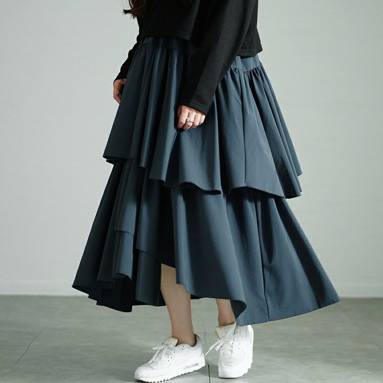 大きいサイズ レディース アシメティアードドッキングワンピース　nw-24033