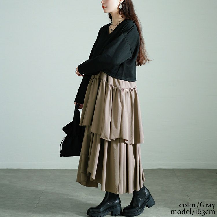 大きいサイズ レディース アシメティアードドッキングワンピース　nw-24033