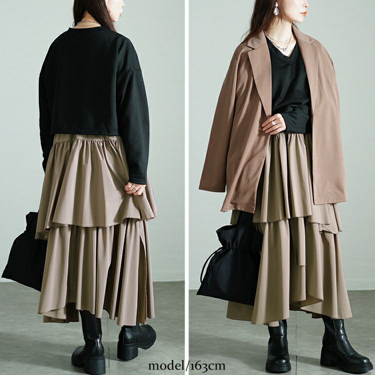 大きいサイズ レディース アシメティアードドッキングワンピース　nw-24033