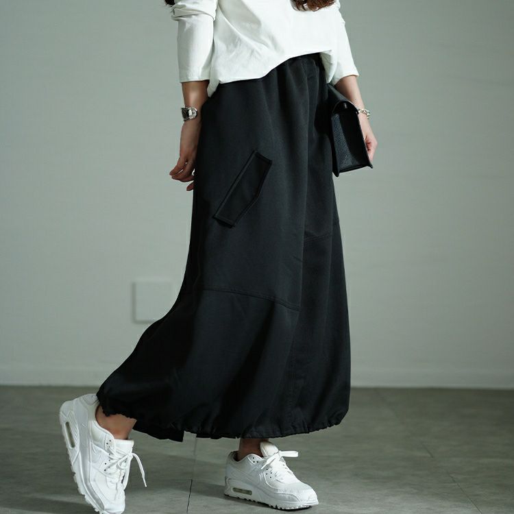 大きいサイズ レディース プリーツ切り替えバルーンスカート　nw-24031