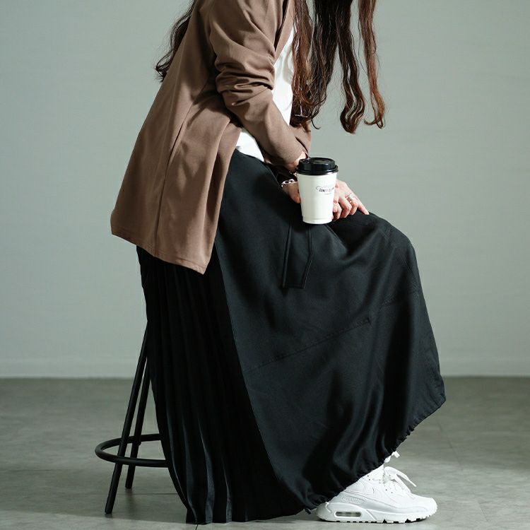 大きいサイズ レディース プリーツ切り替えバルーンスカート　nw-24031