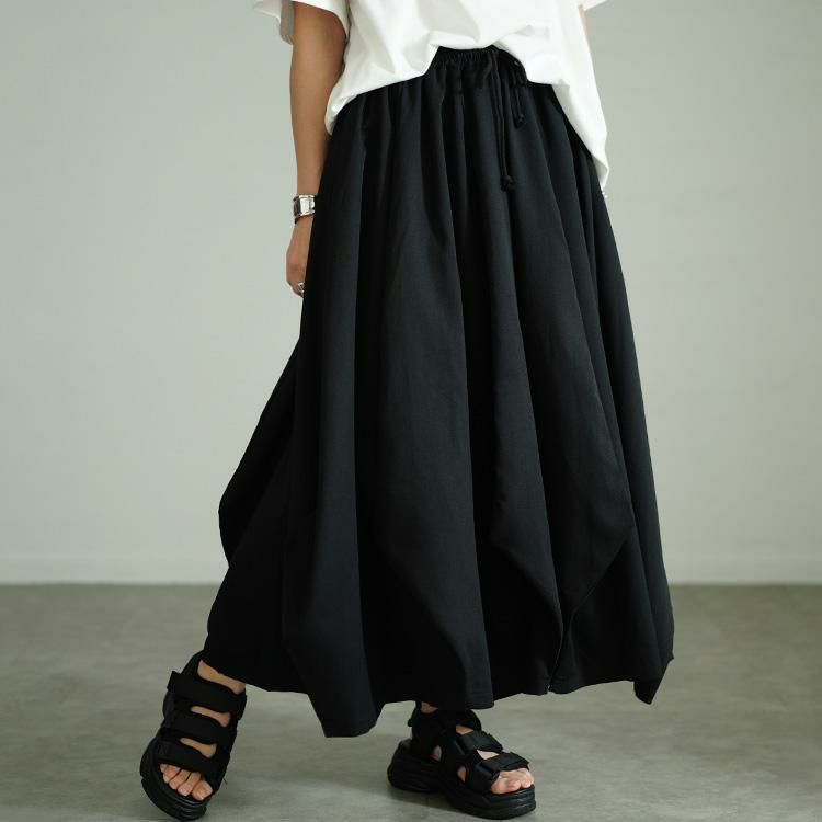 大きいサイズ レディース 変形ワイドバルーンパンツ　sw-0686 ブラック