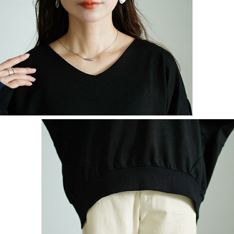 大きいサイズ レディース 切り替えスリーブドルマンプルオーバー　sw-0677