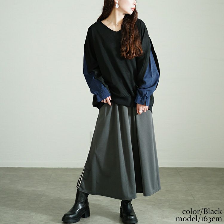 大きいサイズ レディース 切り替えスリーブドルマンプルオーバー　sw-0677