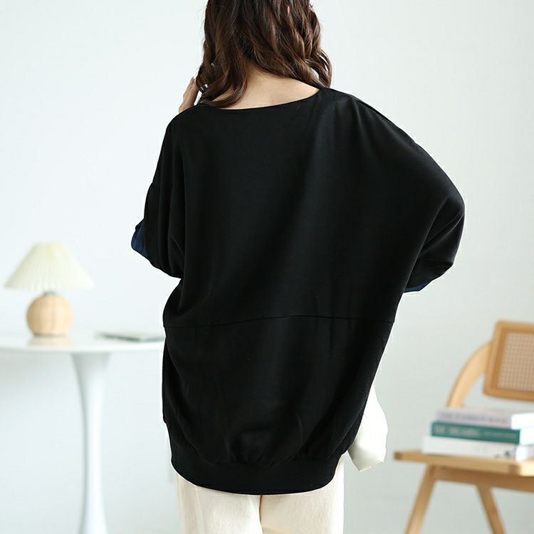 大きいサイズ レディース 切り替えスリーブドルマンプルオーバー　sw-0677