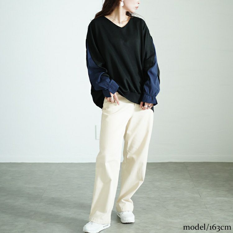 大きいサイズ レディース 切り替えスリーブドルマンプルオーバー　sw-0677